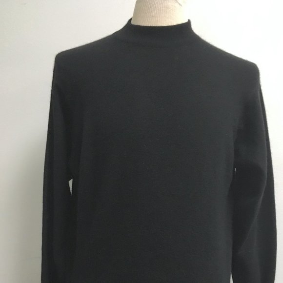 Bullock and Jones Scotland black 100% cashmere mock neck sweater M - Picture 1 of 7